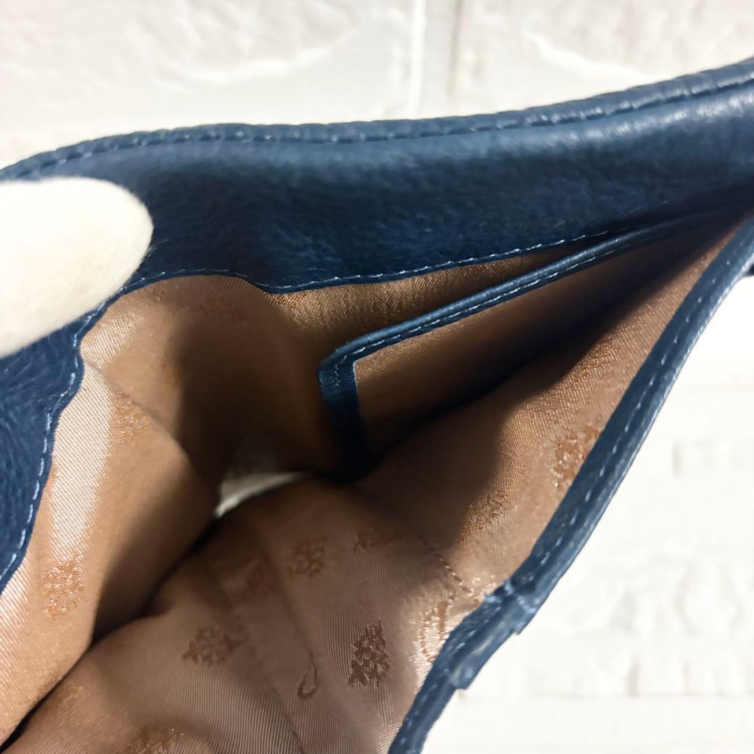 【極美品】ダコタ　アーブル　がま口　レザー　二つ折り財布　ネイビー