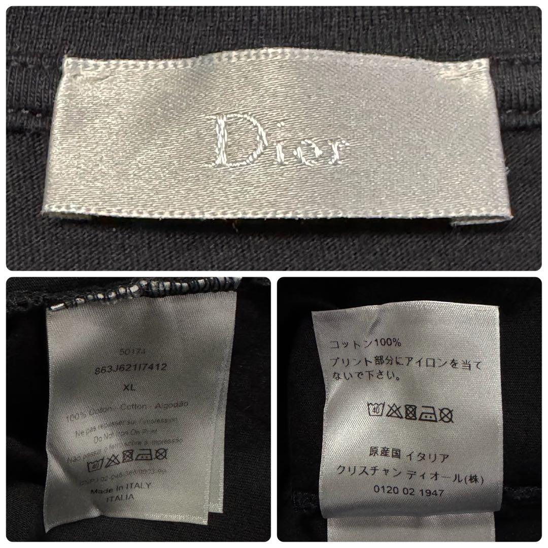3733【希少・美品・XL】イタリア製 ディオール 刺繍センターロゴ Tシャツ