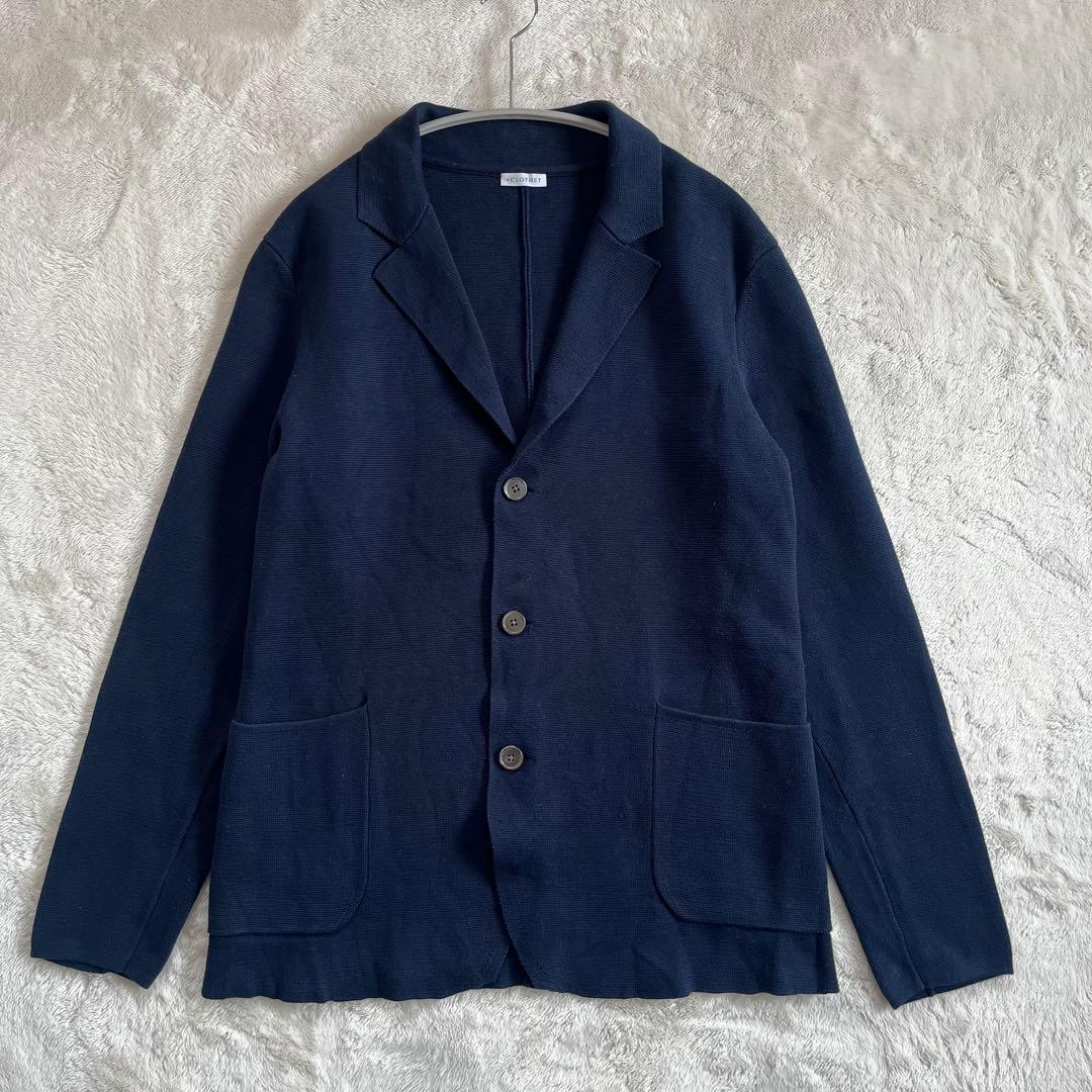 美品✨クロスクローゼット　スビンプラチナムニットジャケット　L ネイビー　洗える