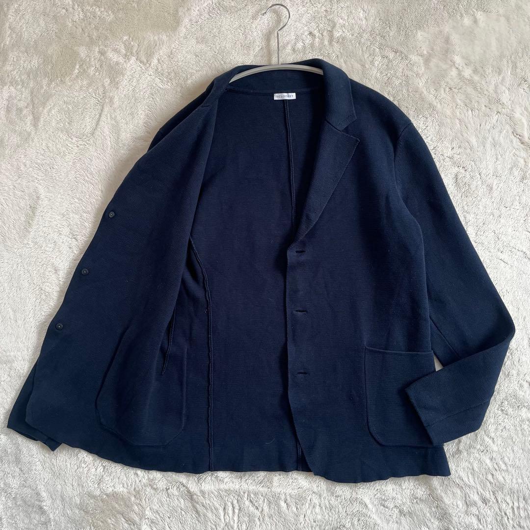 美品✨クロスクローゼット　スビンプラチナムニットジャケット　L ネイビー　洗える