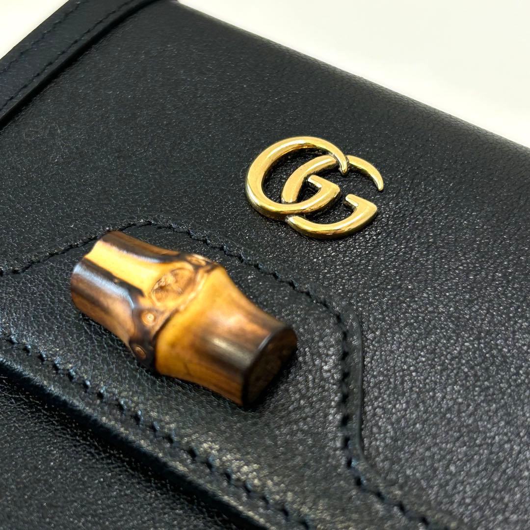 【新品未使用】GUCCI 二つ折財布　バンブー　ダイアナ 671789 2184