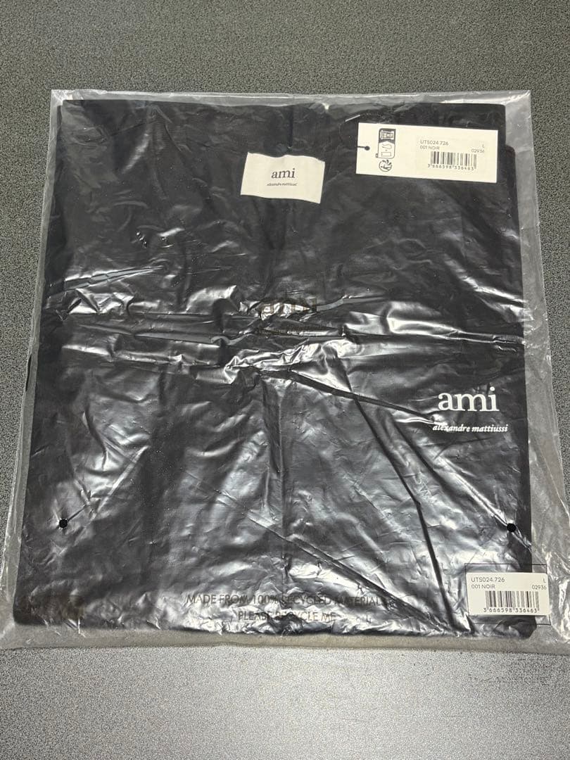 Ami Paris アミパリス 男女兼用 ロゴ入り Tシャツ L ブラック正規品