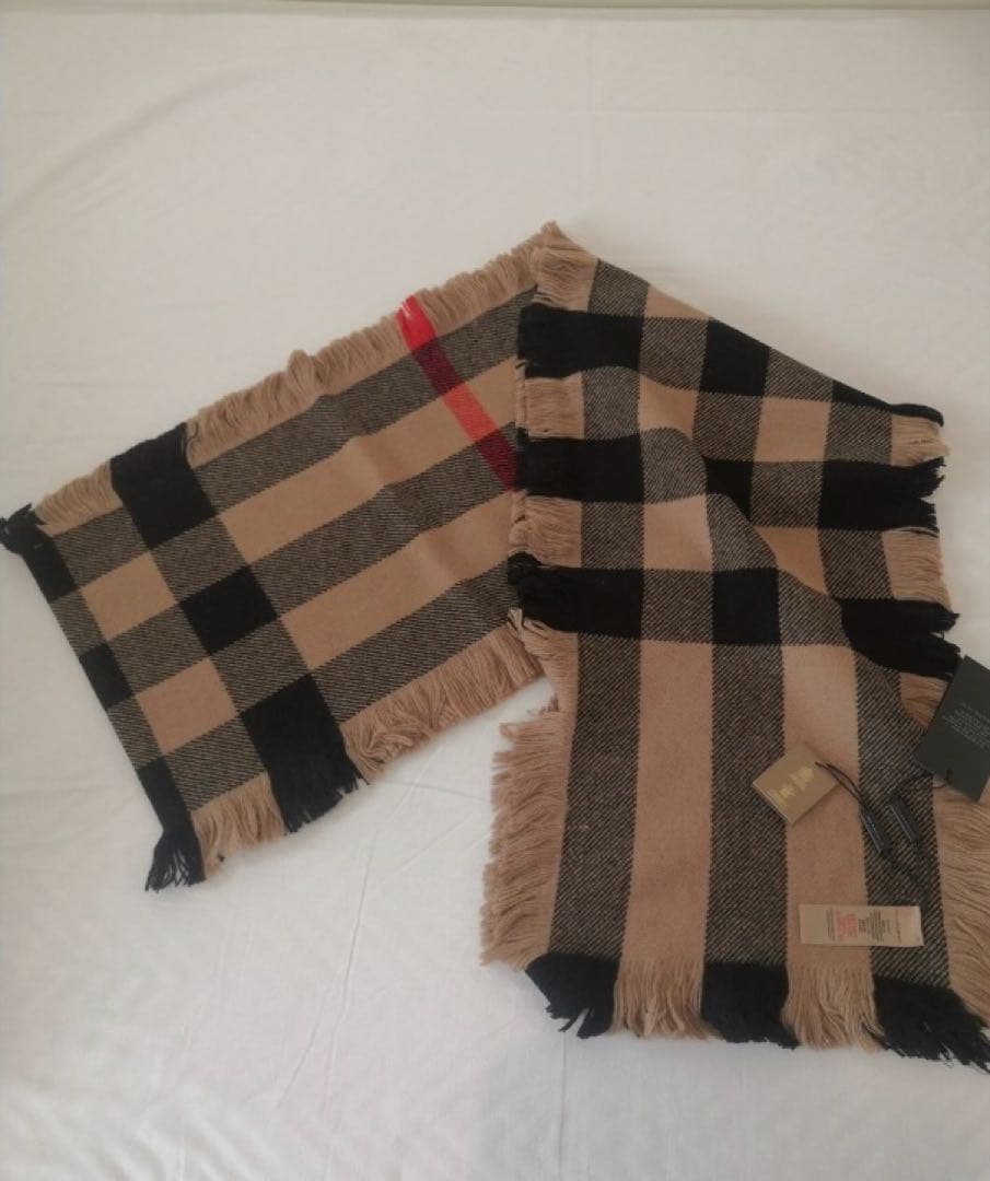 新品未使用BURBERRY バーバリー スカーフマフラー サイドフリンジ ウール