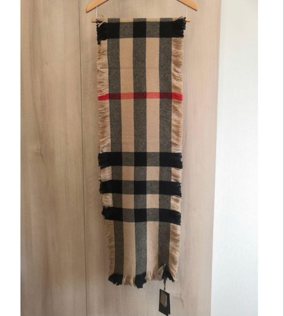 新品未使用BURBERRY バーバリー スカーフマフラー サイドフリンジ ウール