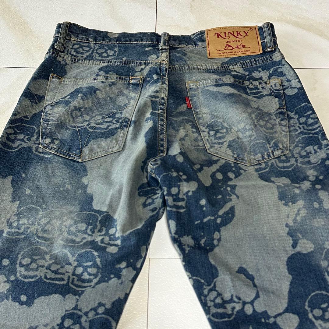ヒステリックグラマー DROPPING&SKULL柄スリムストレートデニムパンツ