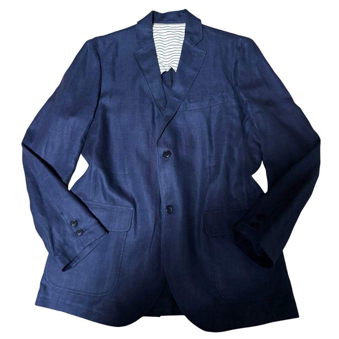 美品☆VAN Jacket テーラードジャケット　ネイビー　麻　XL
