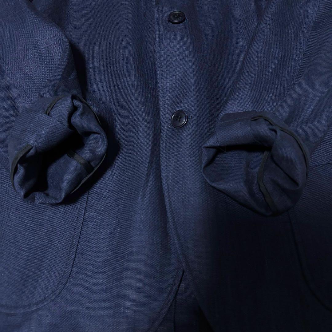 美品☆VAN Jacket テーラードジャケット　ネイビー　麻　XL