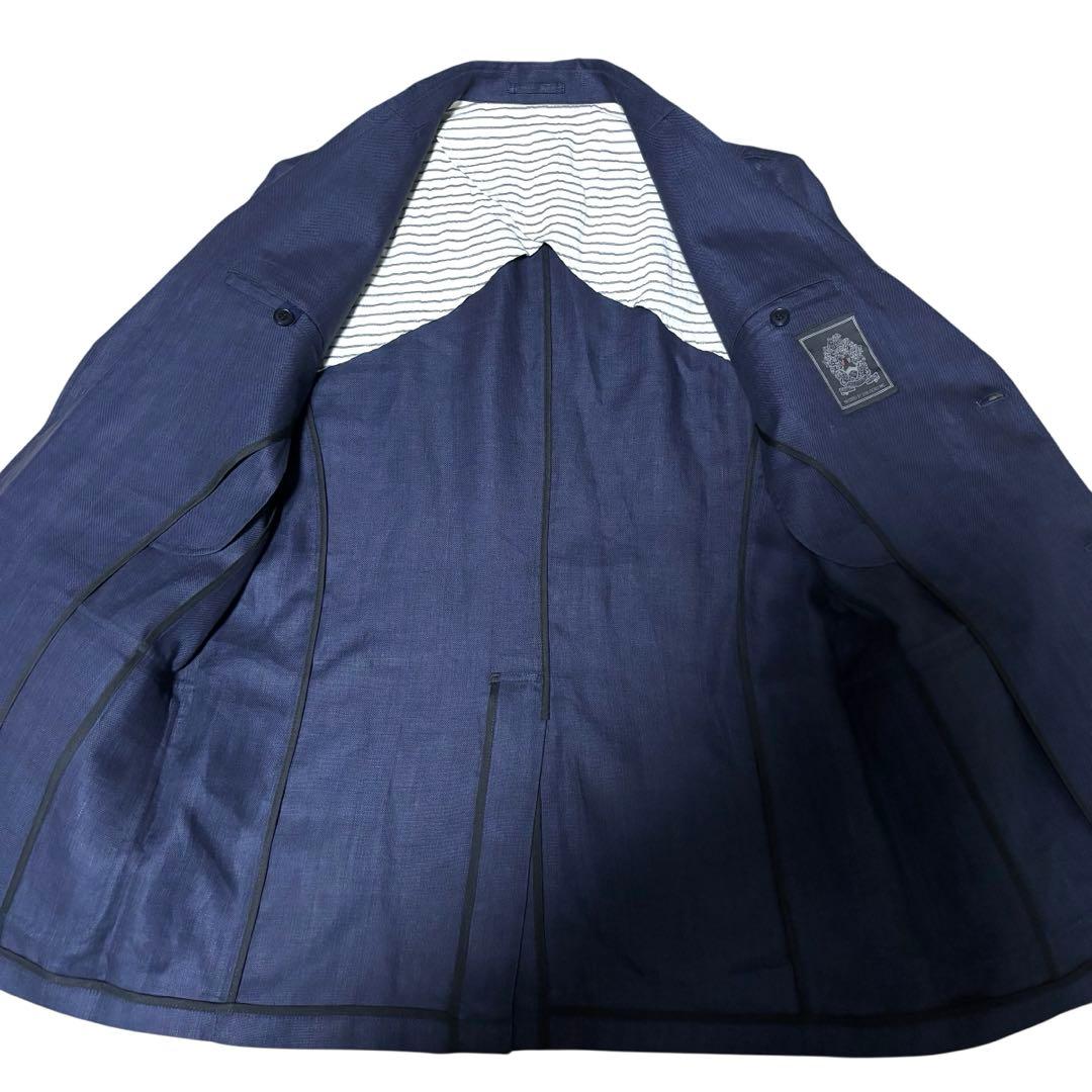 美品☆VAN Jacket テーラードジャケット　ネイビー　麻　XL