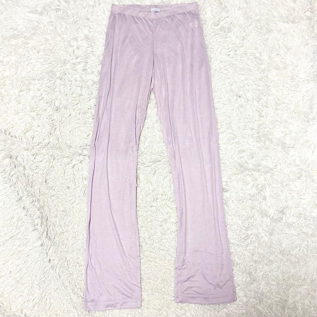 【極美品】ラペルラ　ナイトウェア　パジャマ　ブラウス　パンツ　モダール　紫　L