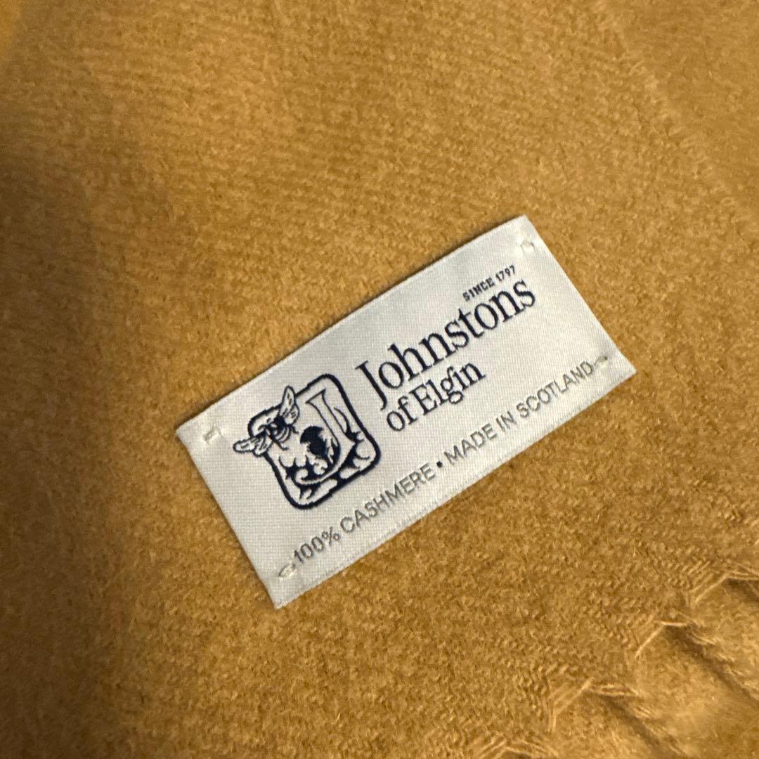 美品Johnstons of Elgin カシミヤ100 大判ストール　キャメル