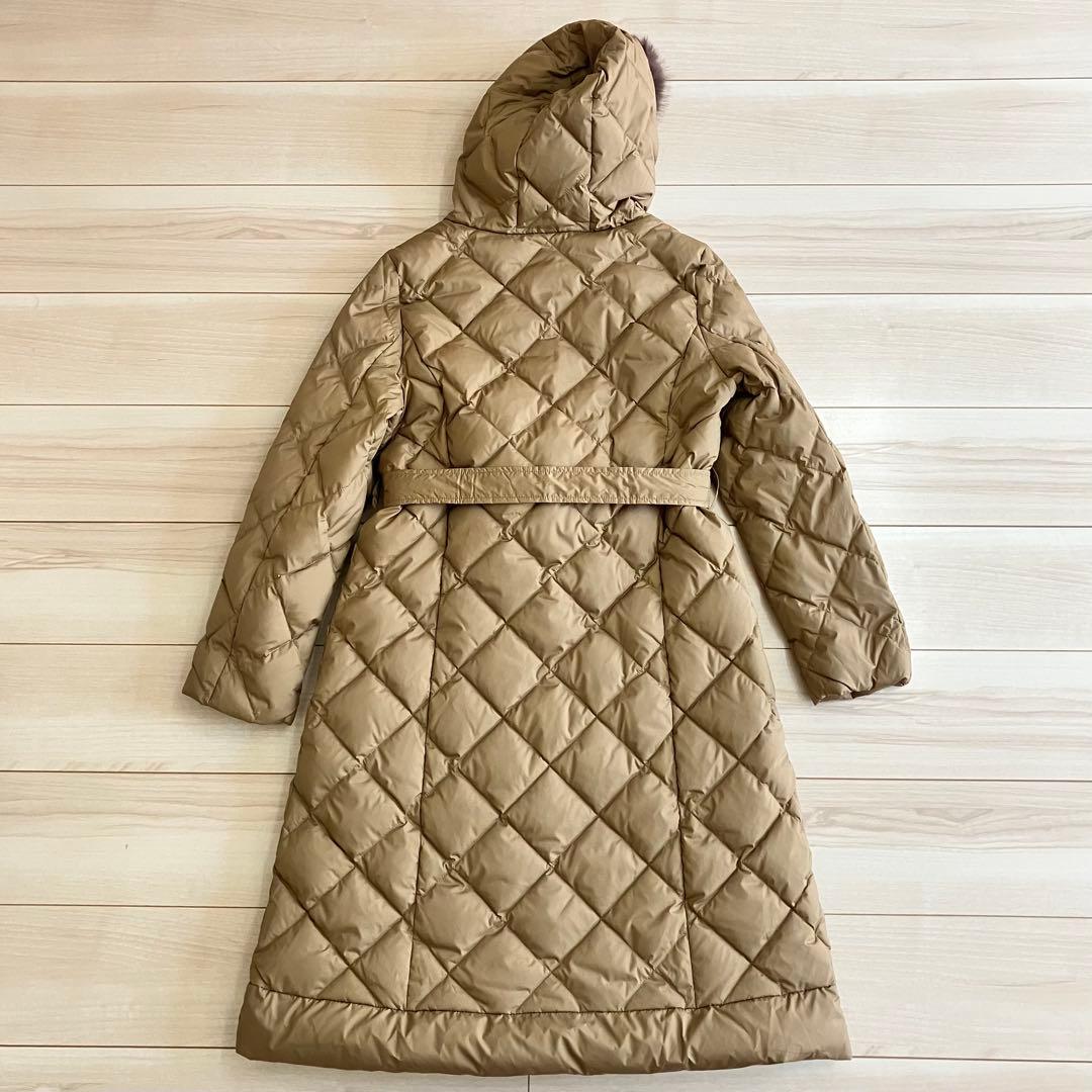 【美品】ダーマコレクション ダウンコート Aライン ウエストベルト ベージュ