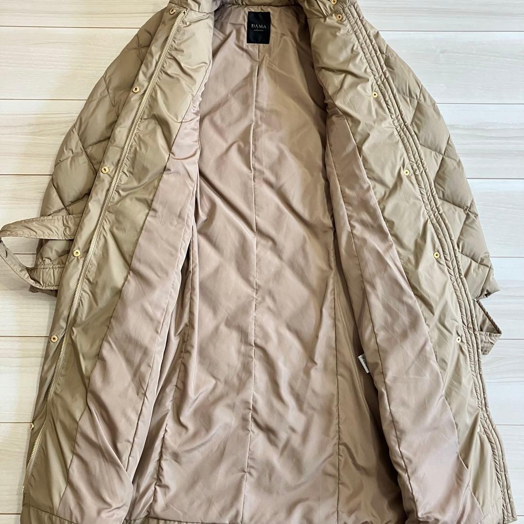 【美品】ダーマコレクション ダウンコート Aライン ウエストベルト ベージュ