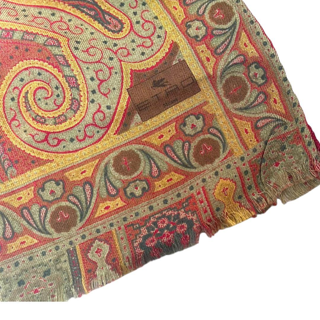 【未使用】ETRO ストール ショール 大判 ペイズリー ウール シルク
