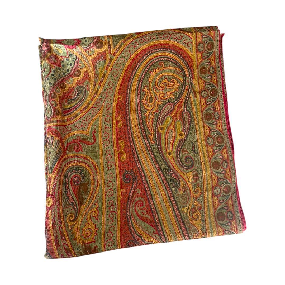 【未使用】ETRO ストール ショール 大判 ペイズリー ウール シルク