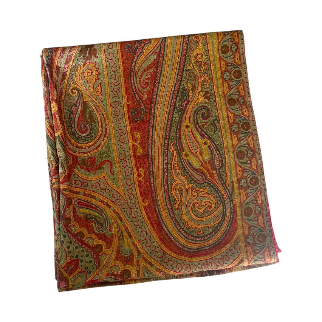 【未使用】ETRO ストール ショール 大判 ペイズリー ウール シルク