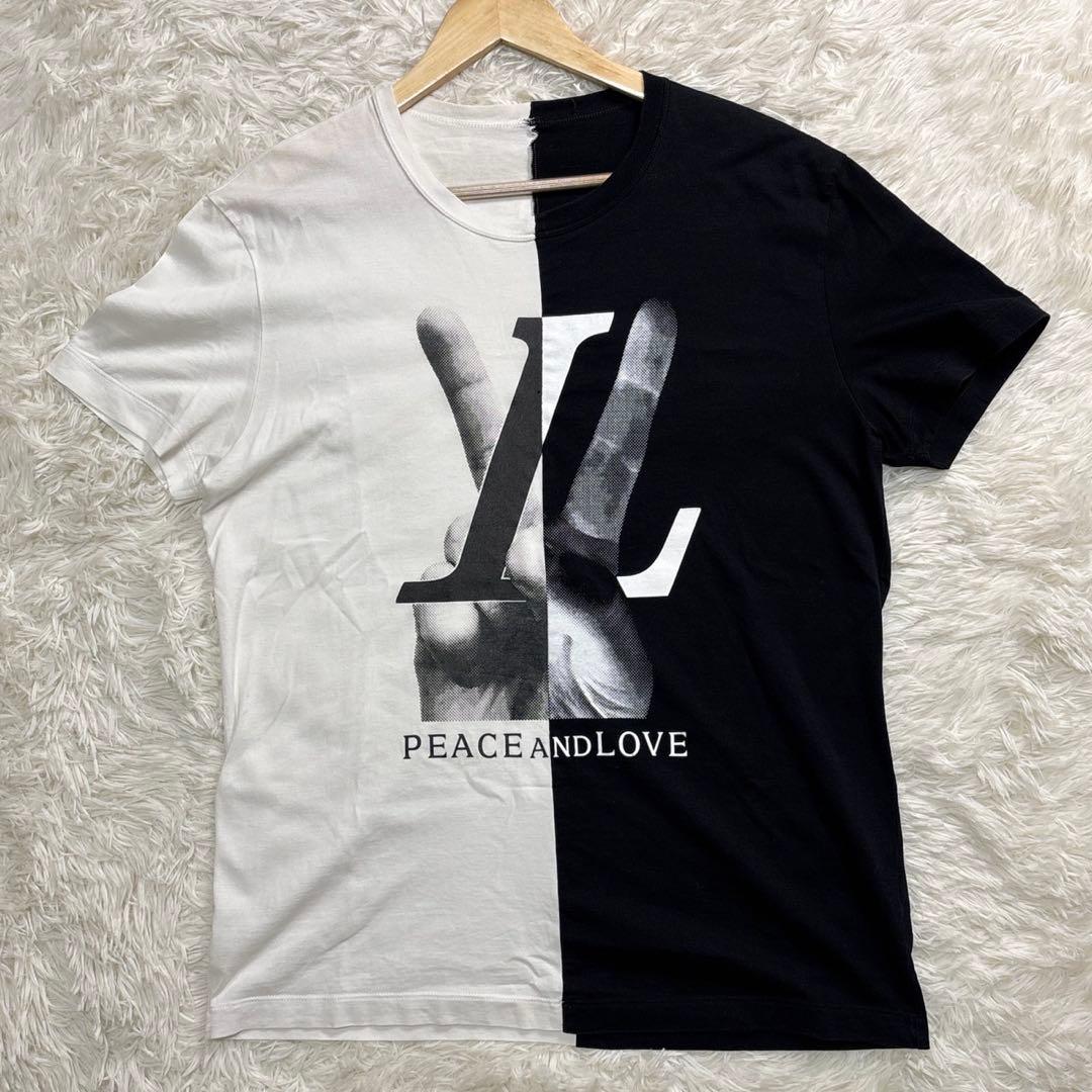 美品 ルイヴィトン PEACE AND LOVE バイカラー Tシャツ