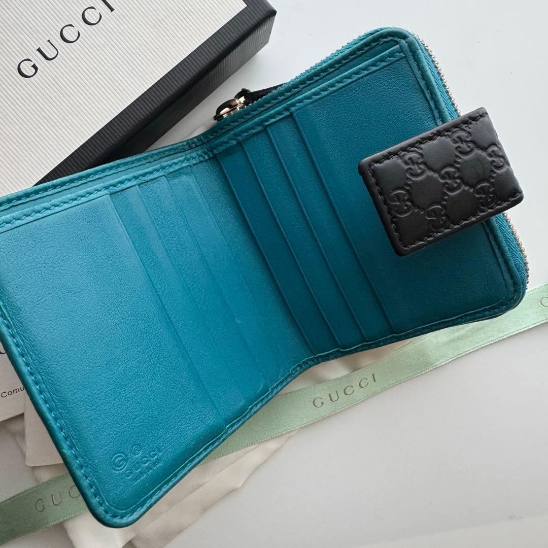 【美品】 334 GUCCI グッチ マイクロ シマ 2つ折り 財布
