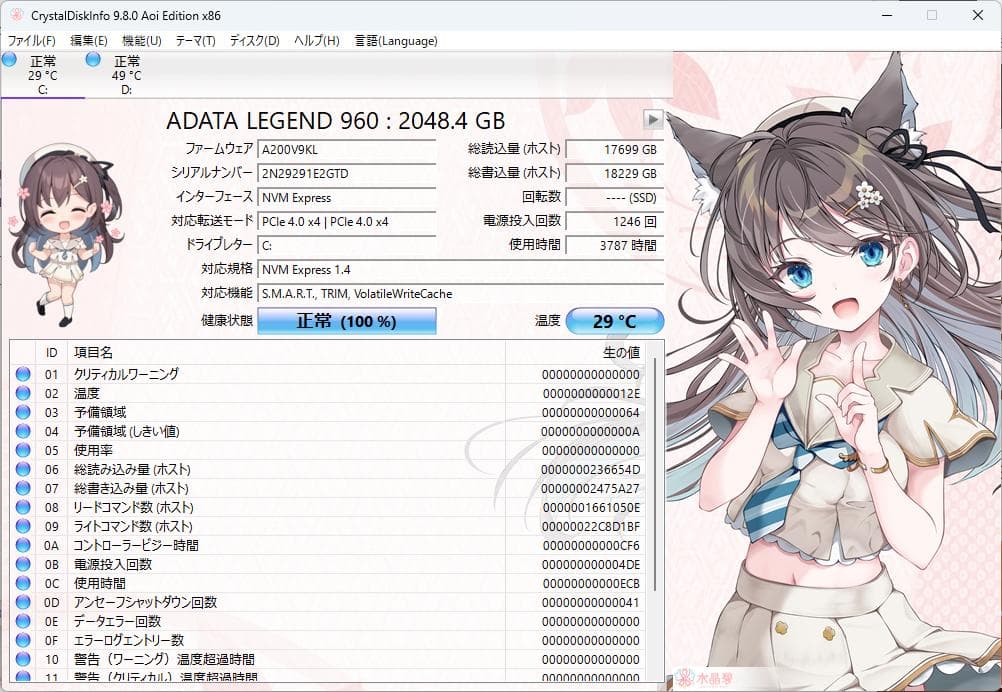 内蔵型SSD ADATA LEGEND 960 2TB nvme