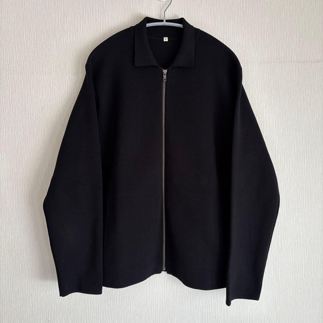 新品未使用 MUJI Labo コットンミラノリブ襟付きジップカーディガン 黒