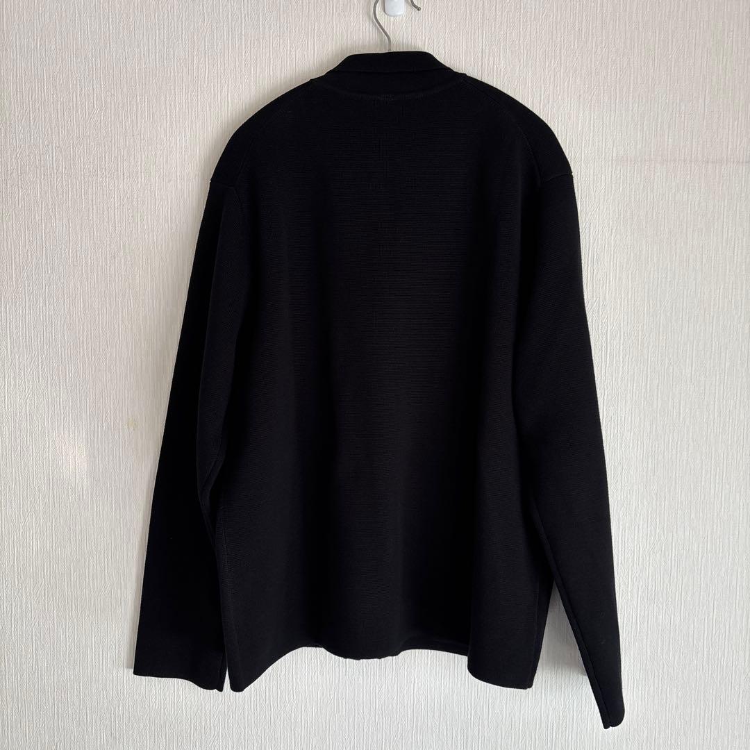 新品未使用 MUJI Labo コットンミラノリブ襟付きジップカーディガン 黒