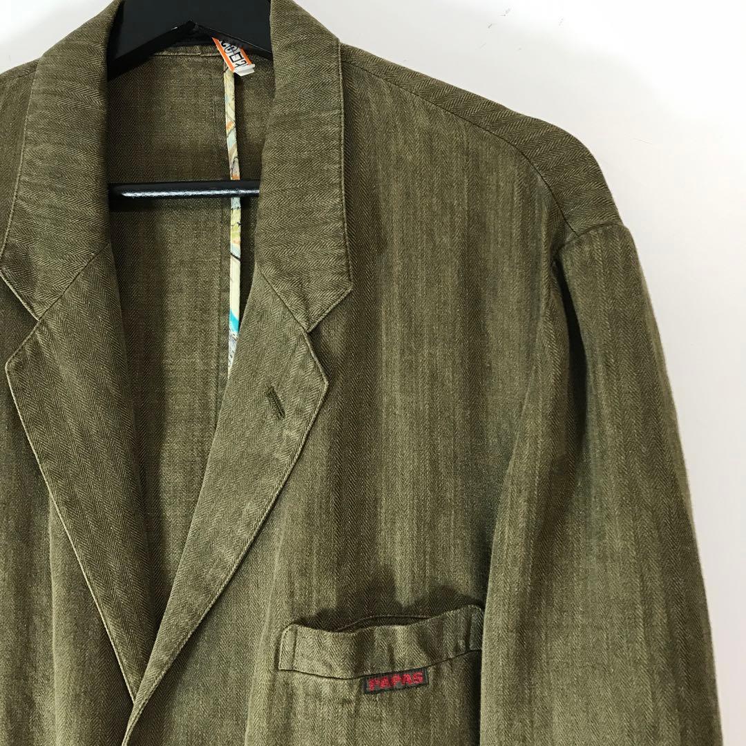 ジャケット・アウター papas linen jacket khaki dr