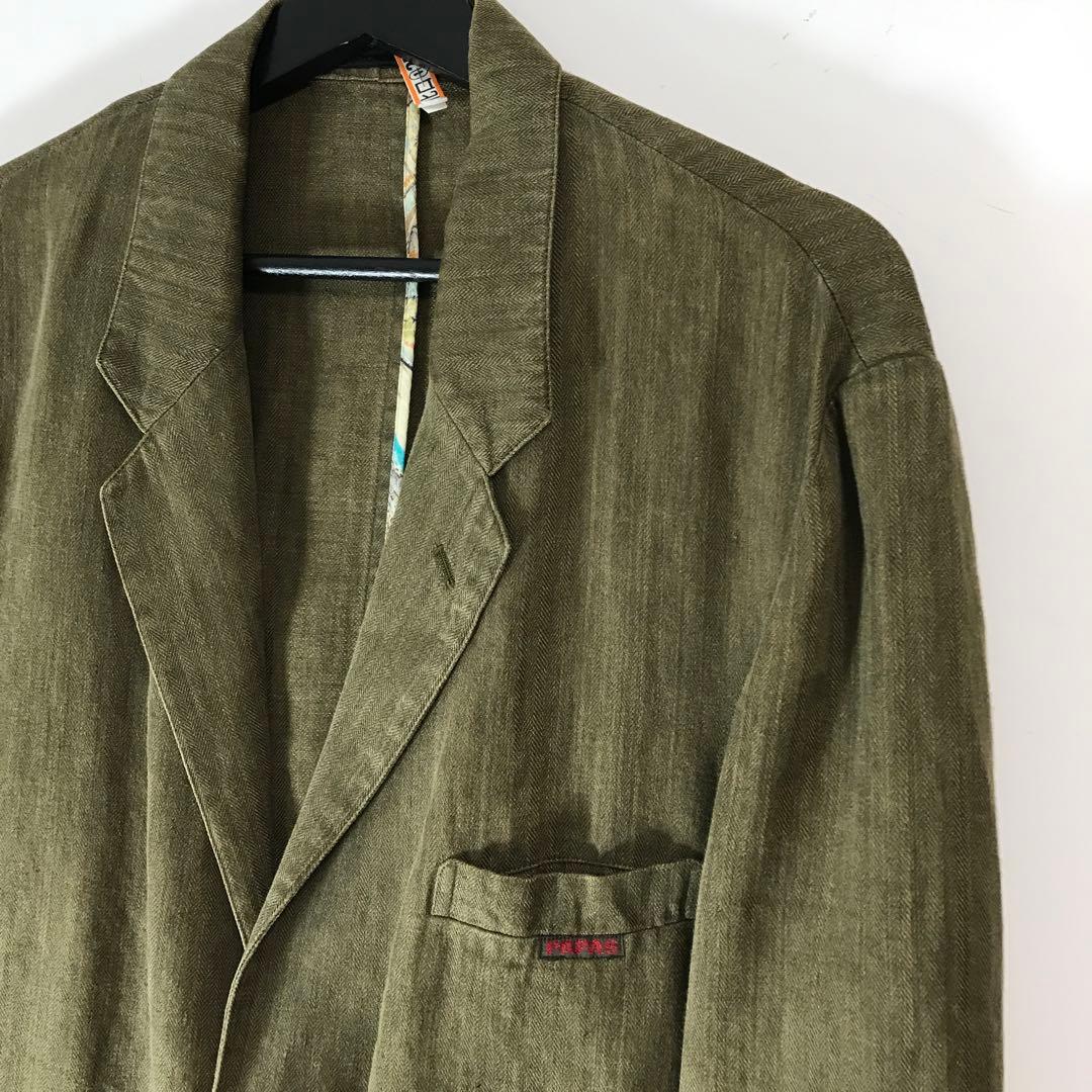 ジャケット・アウター papas linen jacket khaki dr