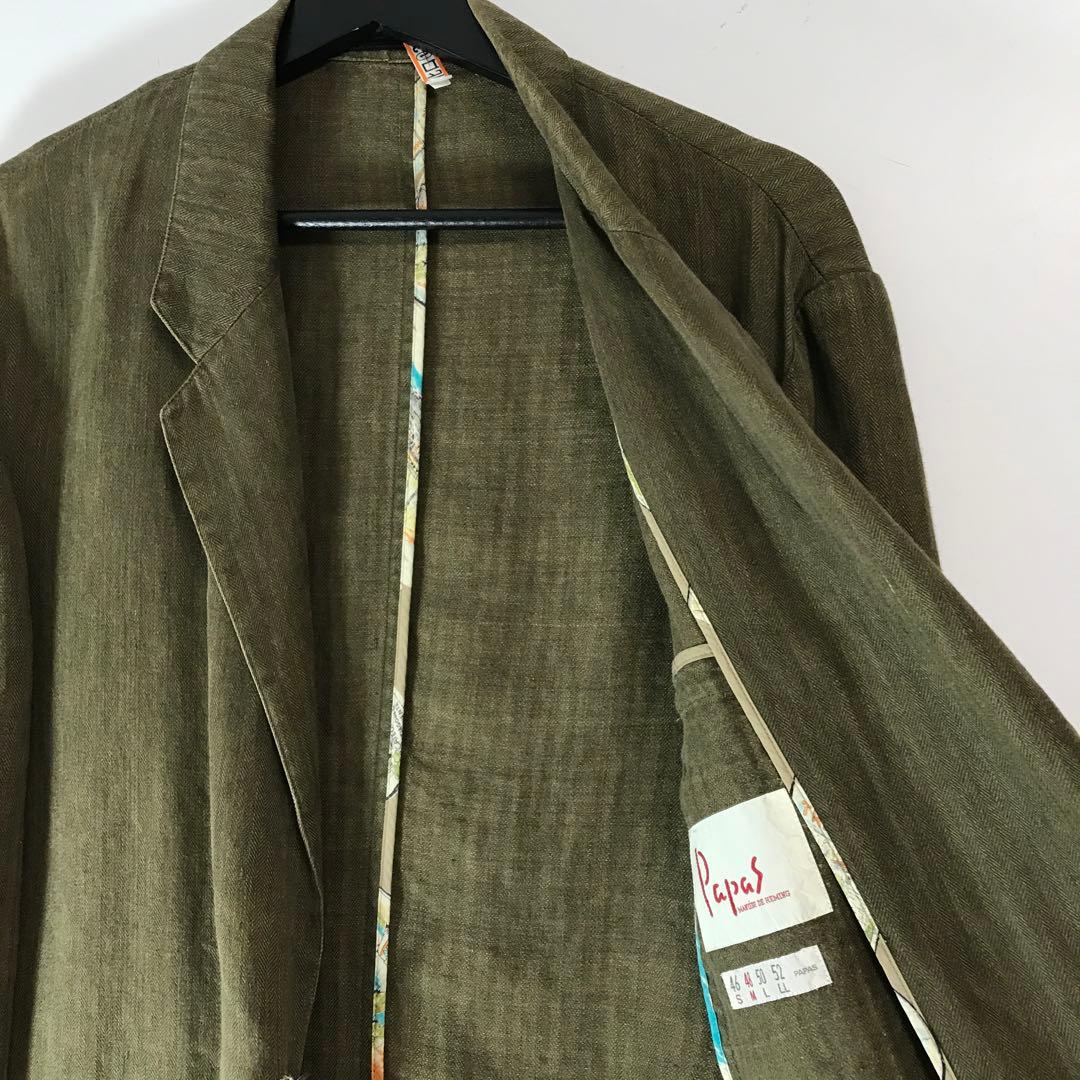 ジャケット・アウター papas linen jacket khaki dr