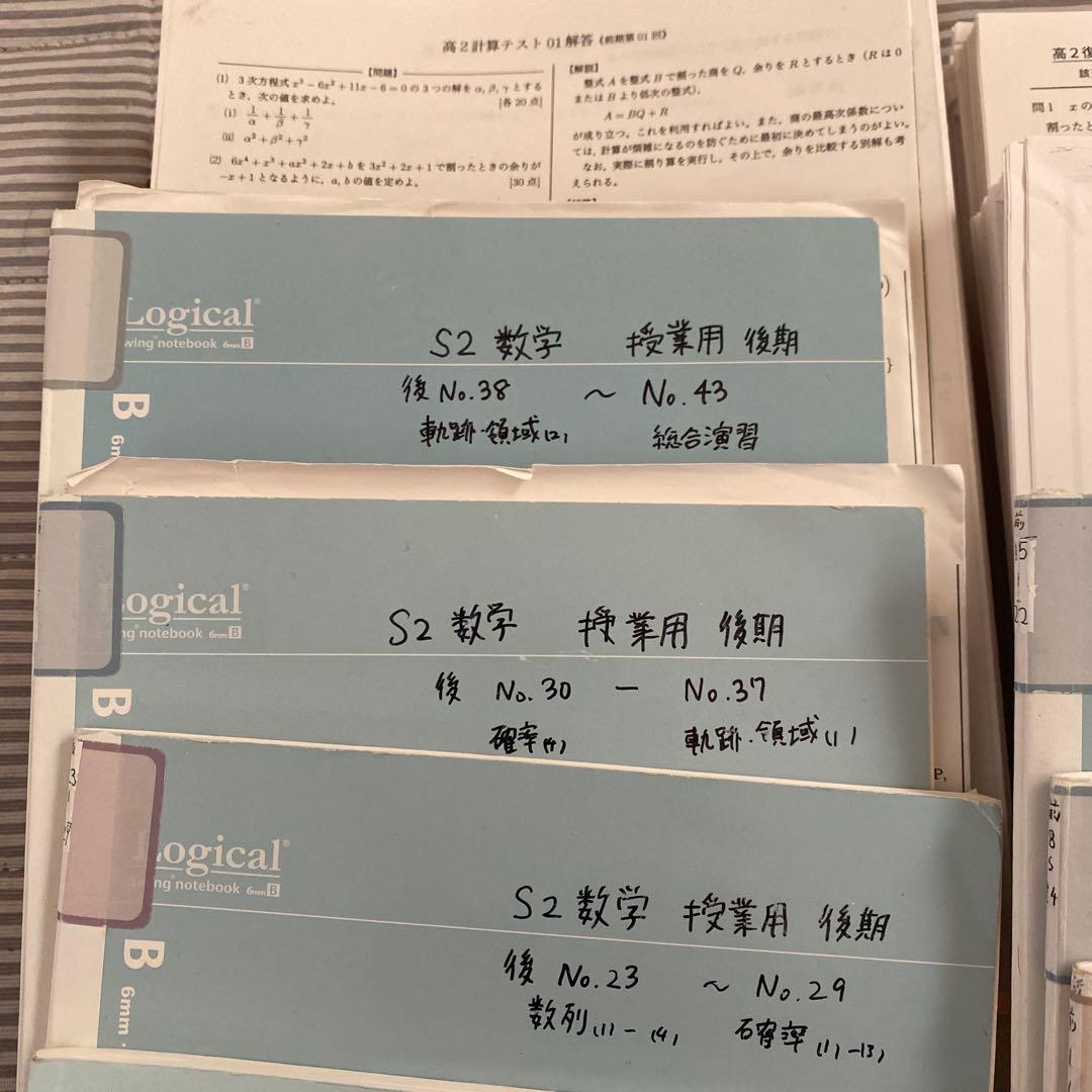 鉄緑会　高2数学　実戦講座I /II 一部二部　板書ノート　テスト　フルセット