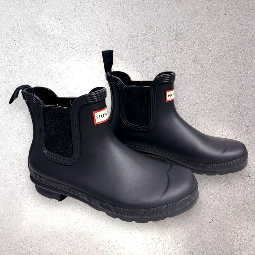 美品 HUNTER ハンター サイドゴア レインブーツ UK5 ブラック