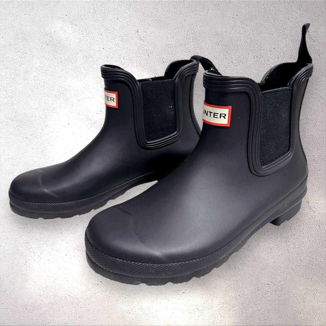 美品 HUNTER ハンター サイドゴア レインブーツ UK5 ブラック