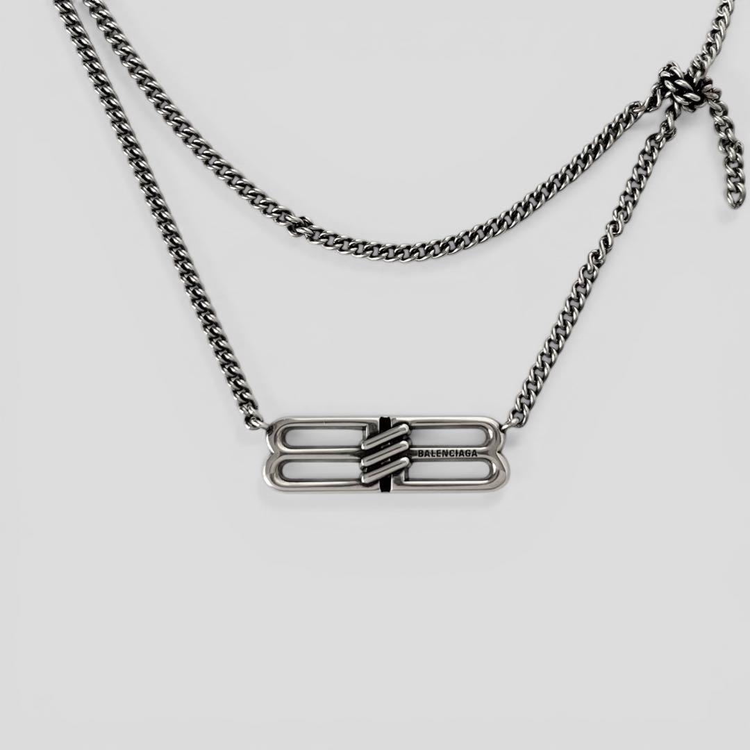 美品 バレンシアガ BB ICON ネックレス アンティーク シルバー