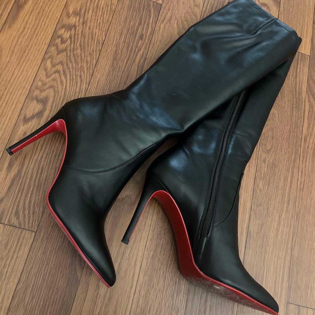 ダイアナ　ブラックレザー ロングブーツ 高ヒール