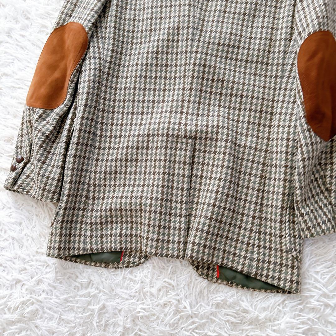 美品　ジェイプレス　テーラードジャケット　千鳥格子　エルボーパッチ