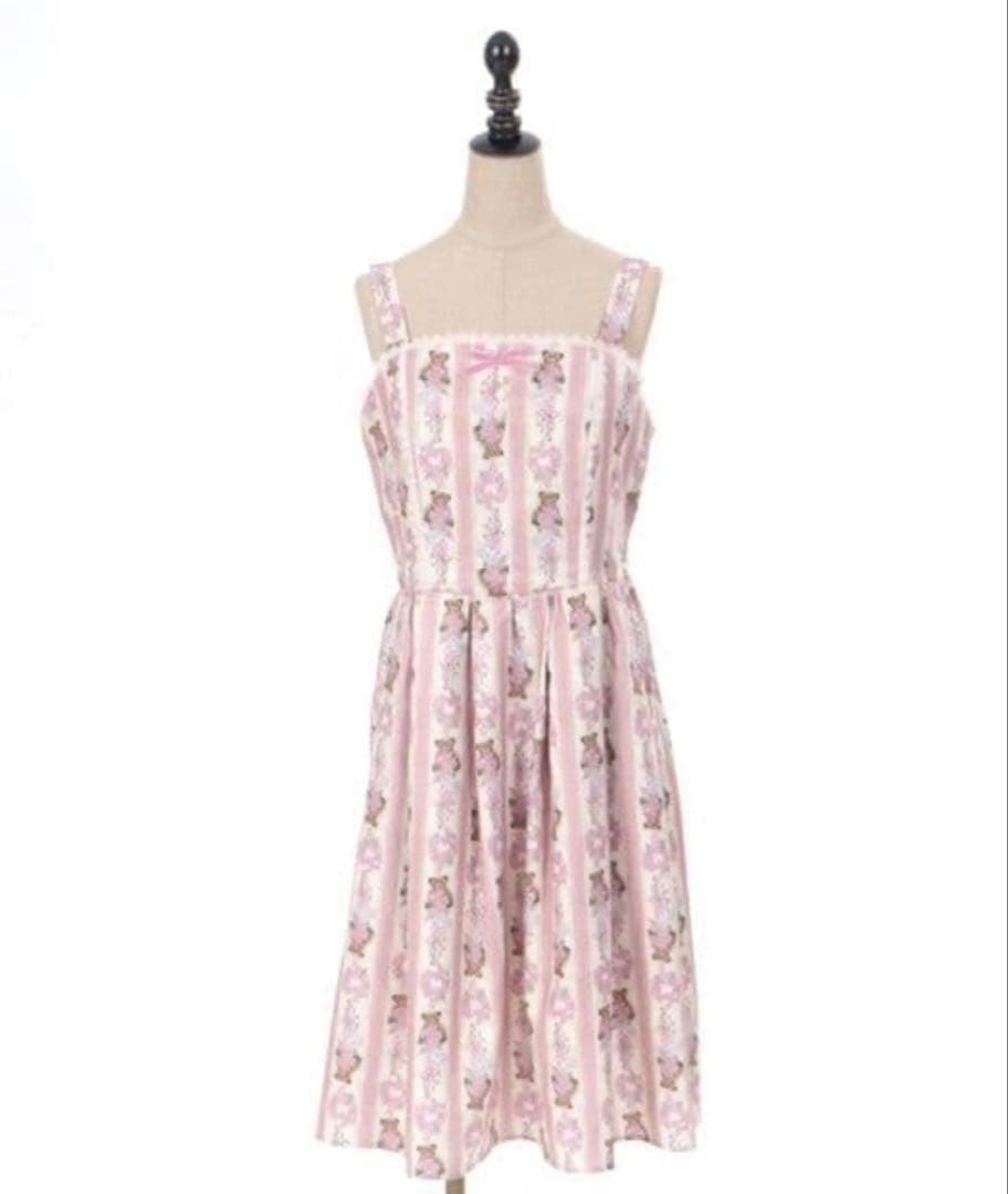 新品★アクシーズファムkawaiiロージーベア柄ジャンスカワンピースくま薔薇