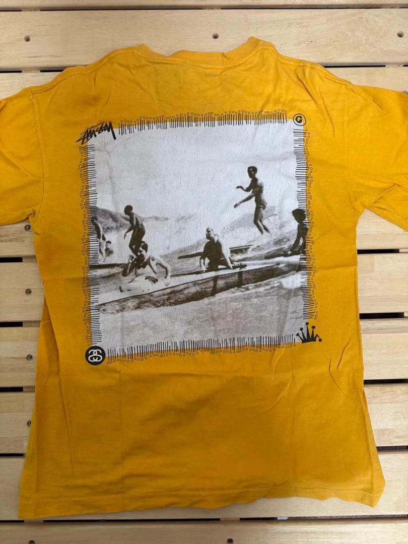 “BIG PRINT” old stussy サーフ プリント Tシャツ 黄