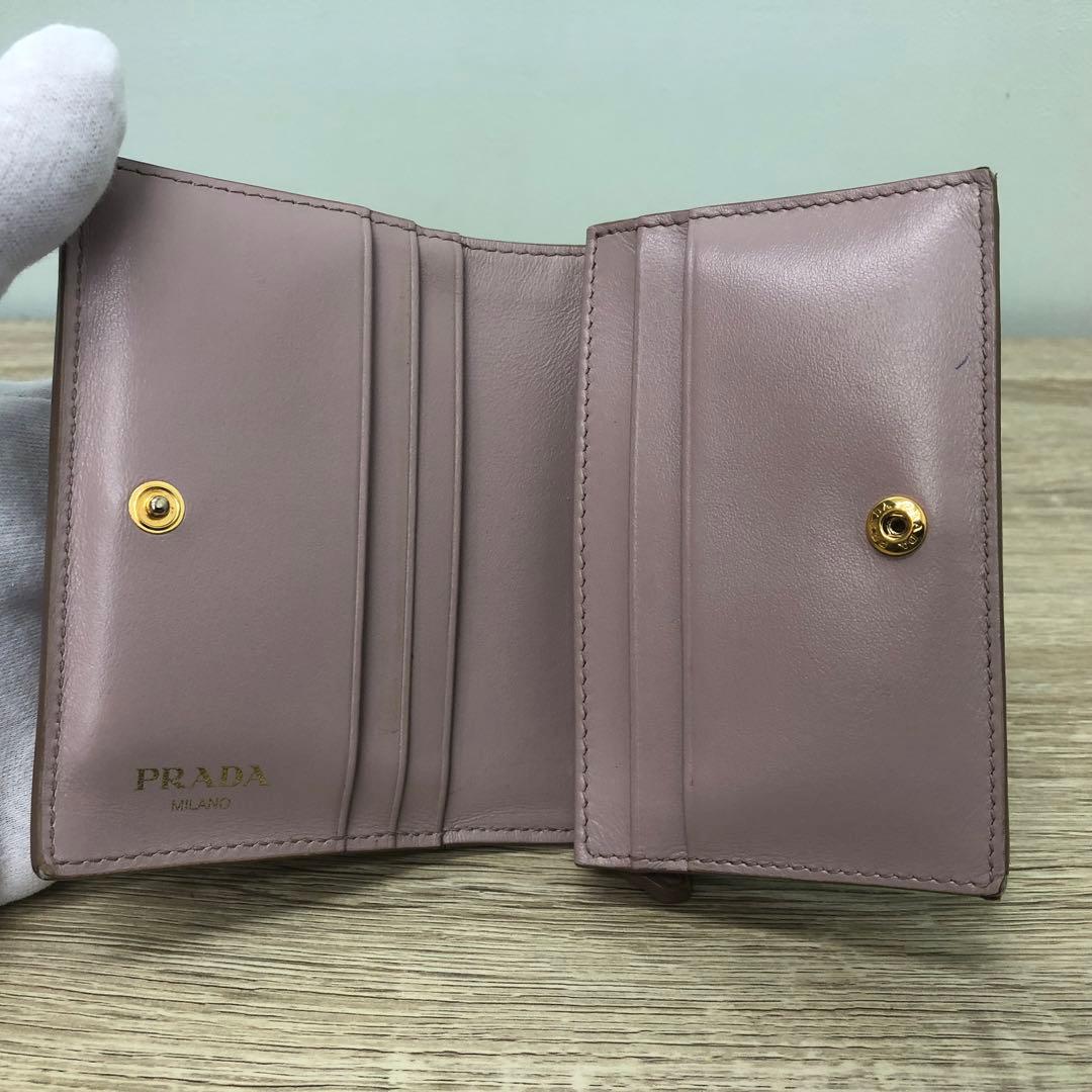 状態良好 PRADA プラダ 二つ折り財布 1MV021 レザー