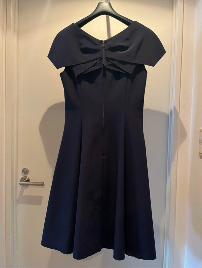 【極美品】FOXEYNEWYORK バックリボンワンピース濃紺ネイビー40お受験