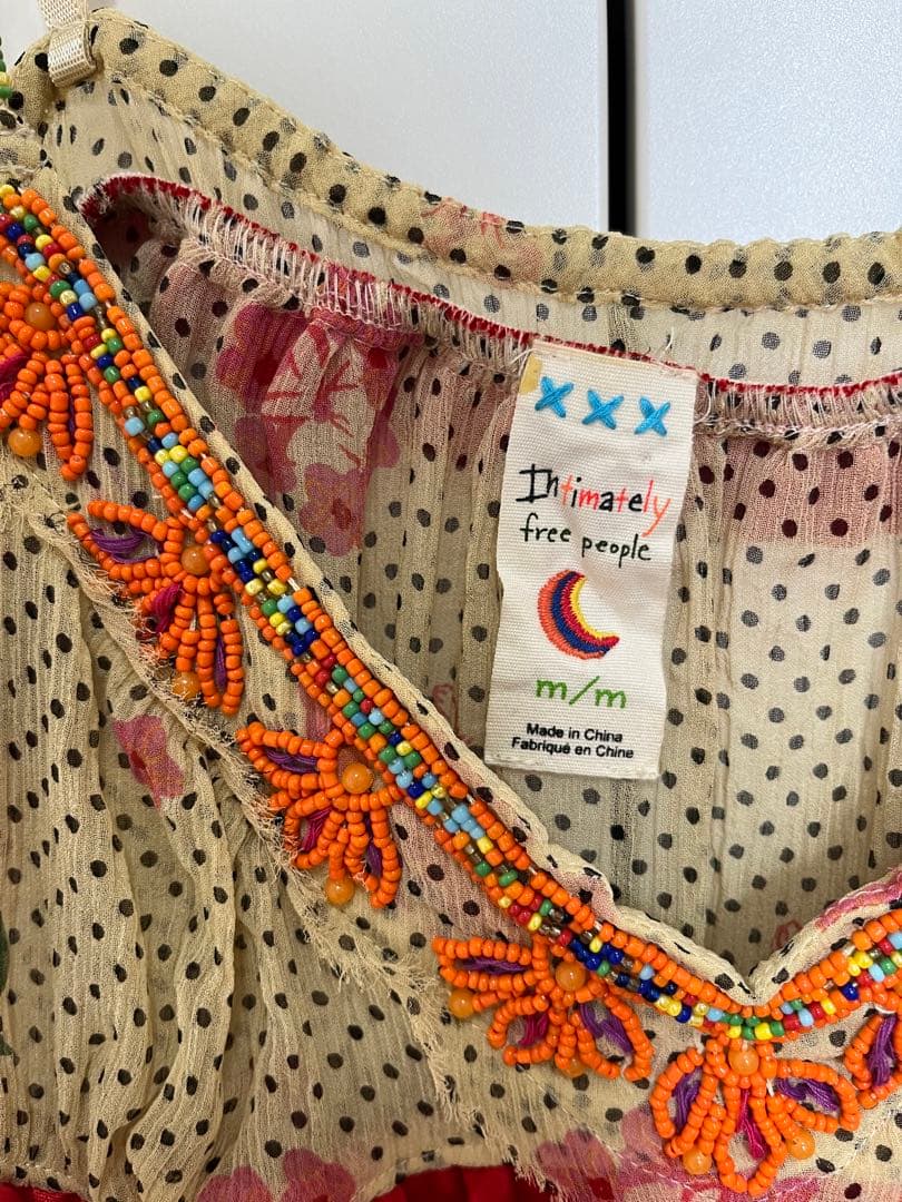 【未使用】Free People 花柄 ドット ビーズ キャミソール M