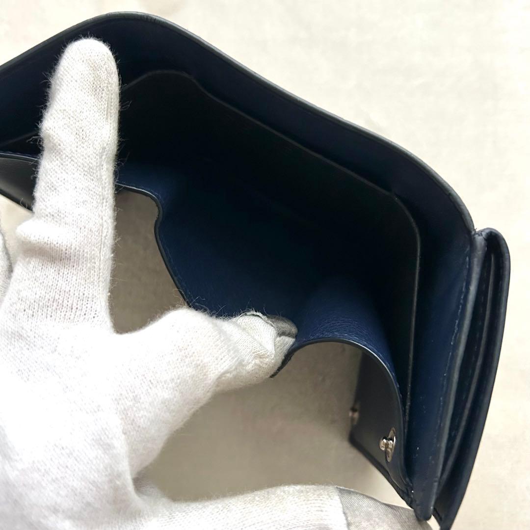 LOEWE ロエベ 三つ折り財布 折り財布 アナグラム ネイビー