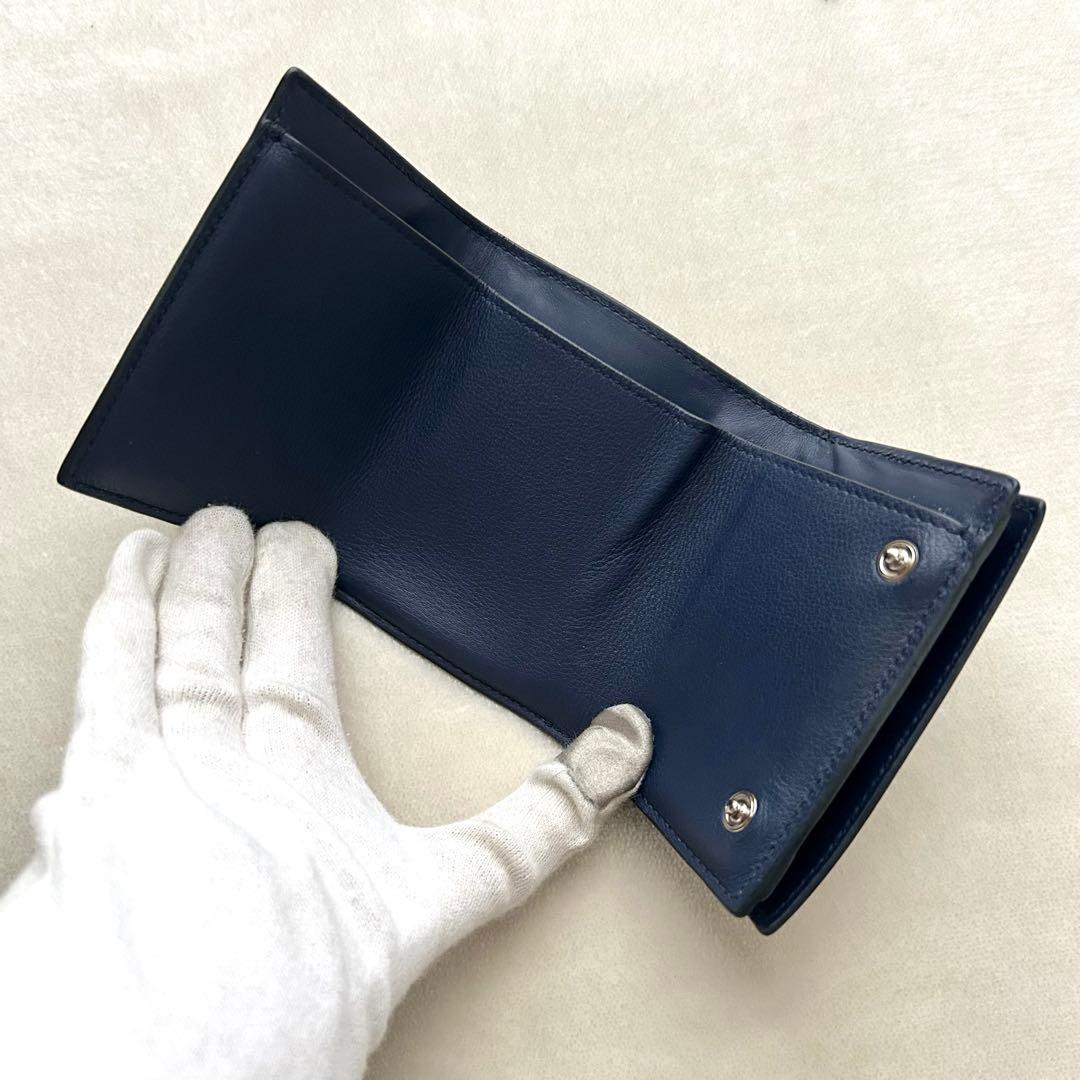 LOEWE ロエベ 三つ折り財布 折り財布 アナグラム ネイビー