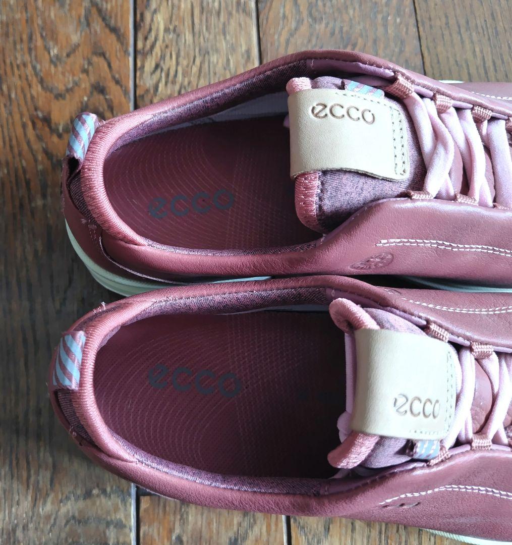 【上質:セレブメーカー】ecco エコー スパイクレス ゴルフシューズ ピンク