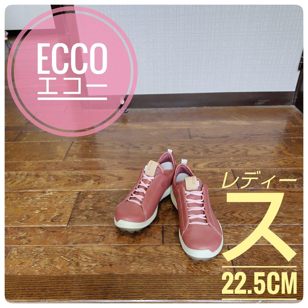 【上質:セレブメーカー】ecco エコー スパイクレス ゴルフシューズ ピンク