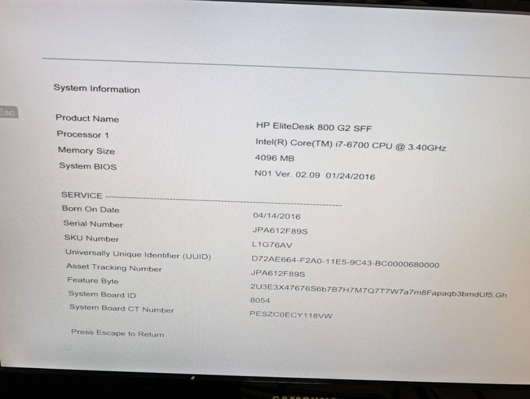 HPC EliteDesk 800G2SFF Corei7 6世代 デスクトップ