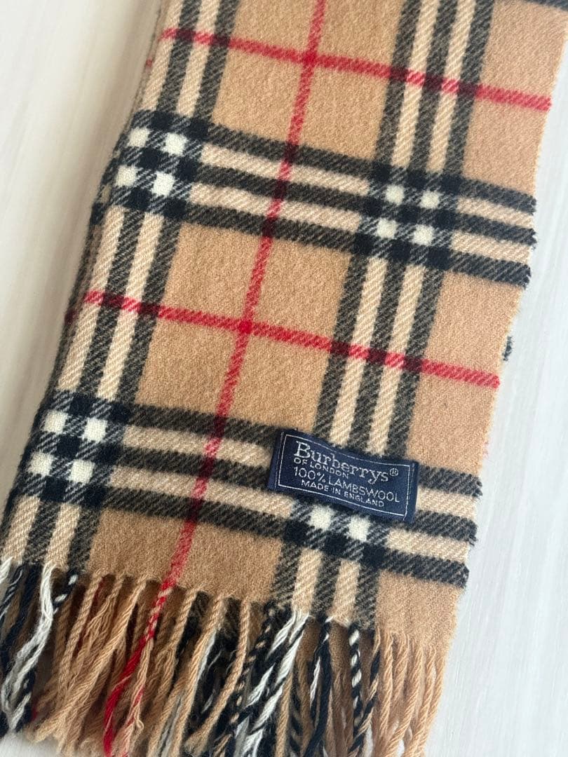 Burberry チェック柄マフラー 100%ウール カシミヤ