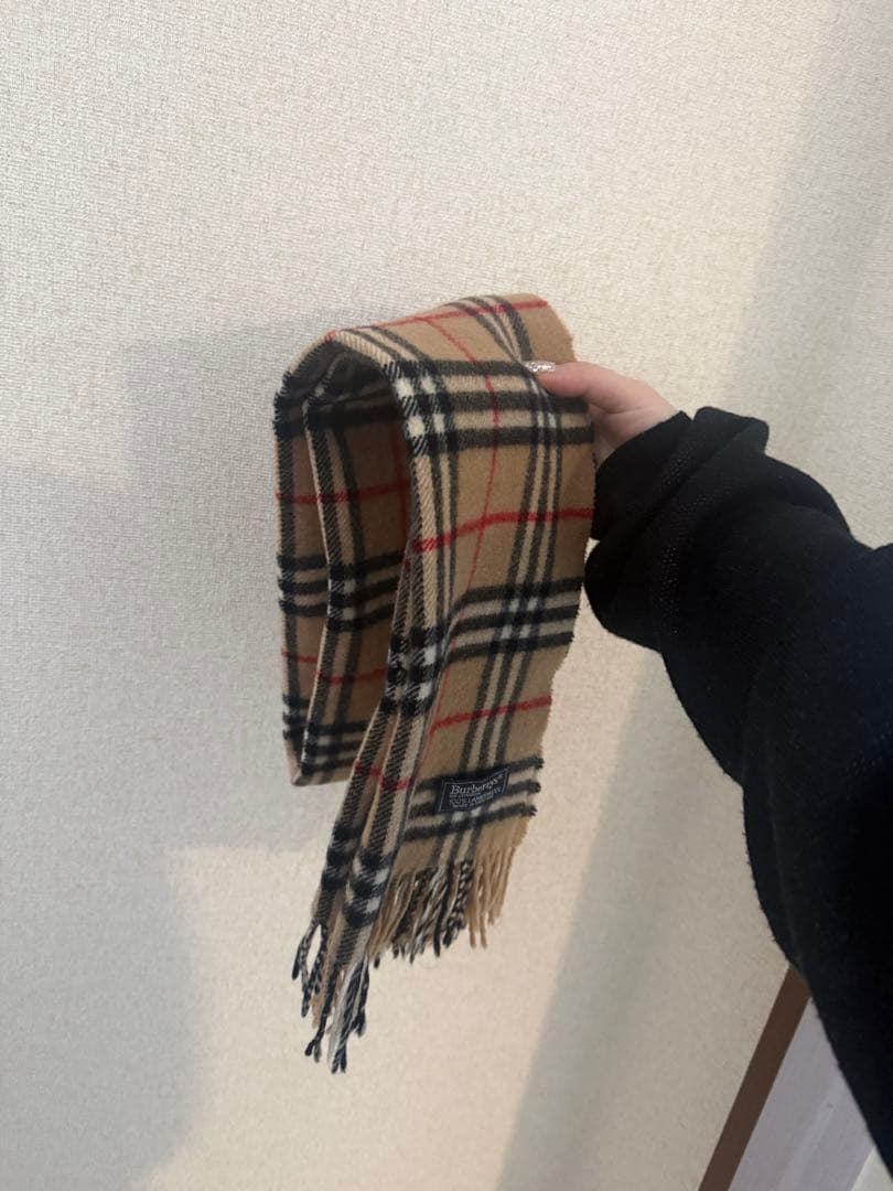 Burberry チェック柄マフラー 100%ウール カシミヤ