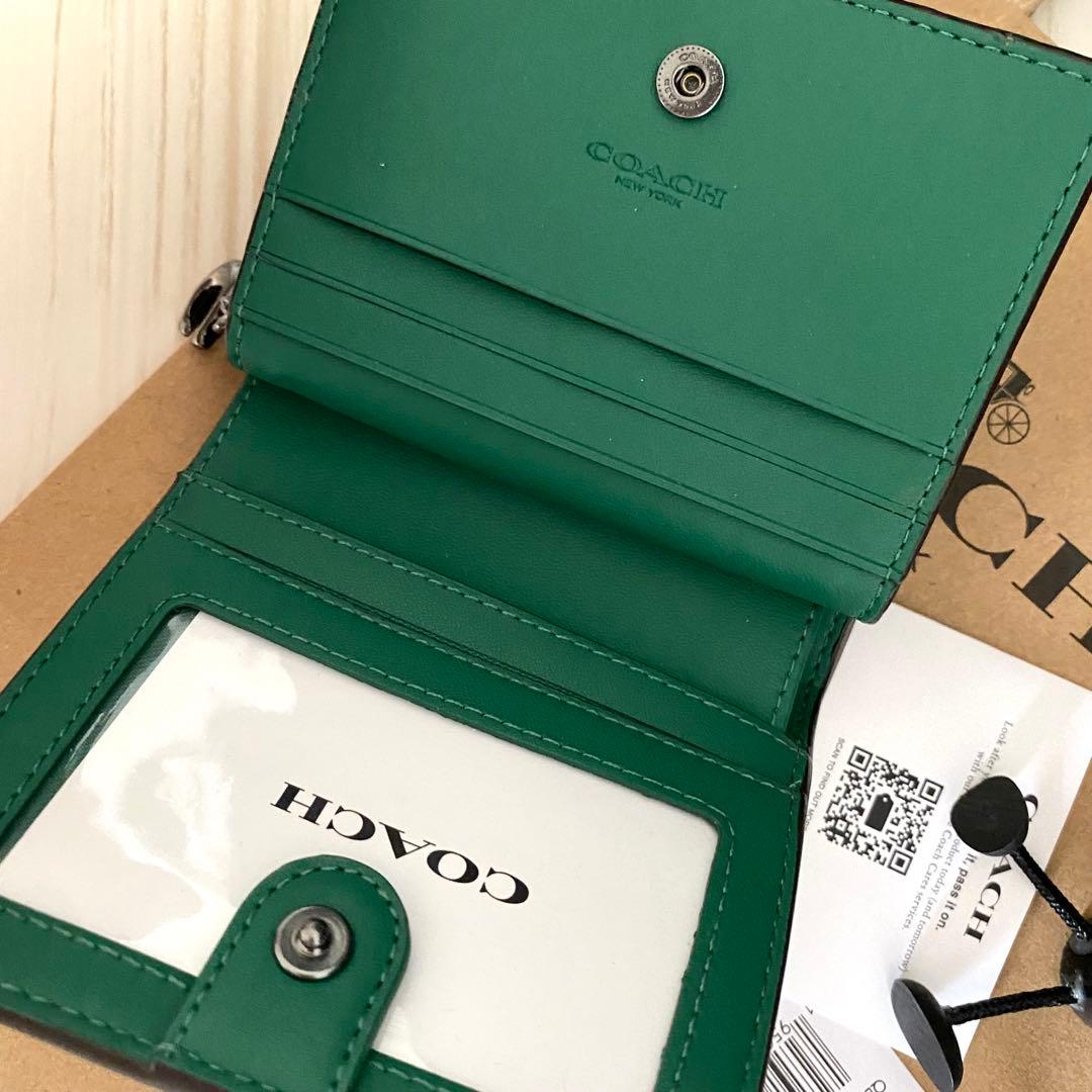 ★ 限定品 新品 COACH コーチ 折り財布 花柄 グリーン 二つ折り財布