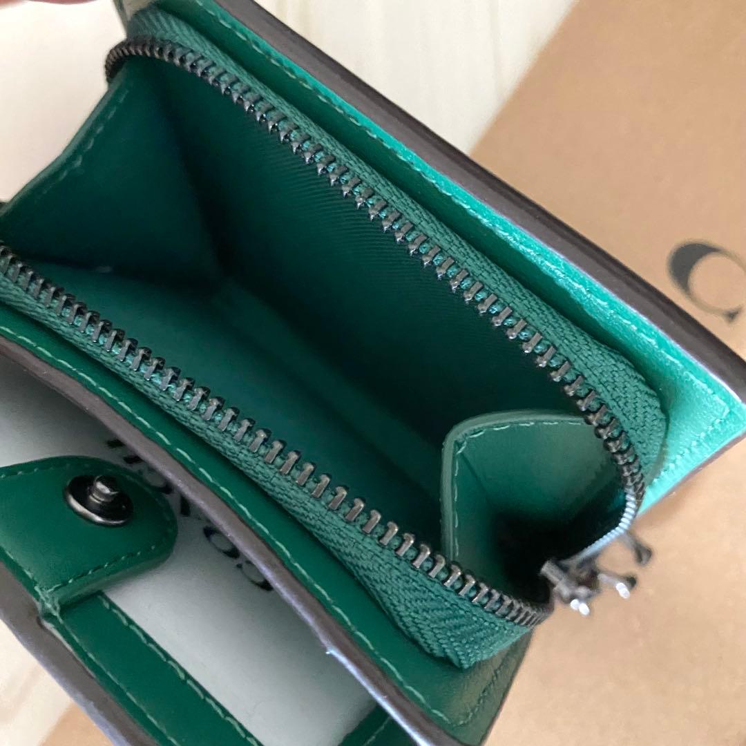 ★ 限定品 新品 COACH コーチ 折り財布 花柄 グリーン 二つ折り財布