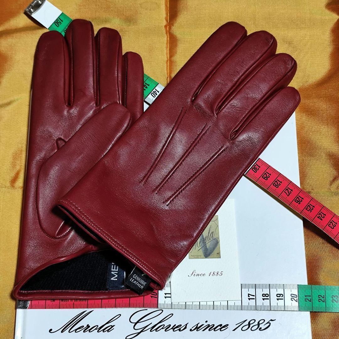 今季 メローラ ナッパルビー色 カシミア黒 グローブ 革手袋 MEROLA