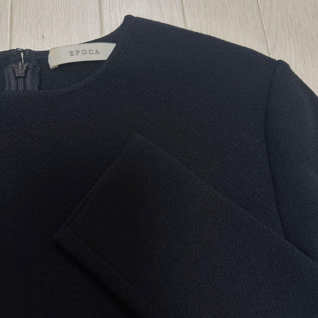 美品 EPOCA ストレッチ素材 ニットフレアワンピース 40