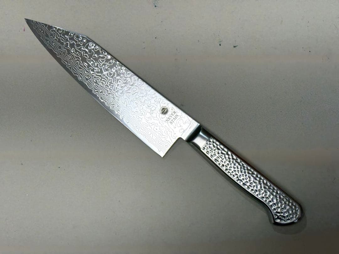 【値下】實光刃物 切付三徳170mm NEVER STAIN 粉末ハイスSPG2